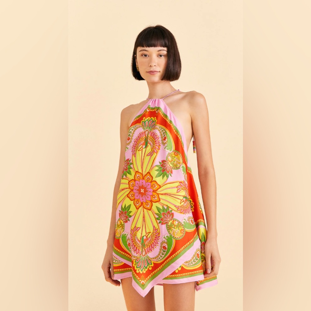 FARM Rio- Beach Toucans Scarf Lenzing Ecovero Viscose Mini Dress